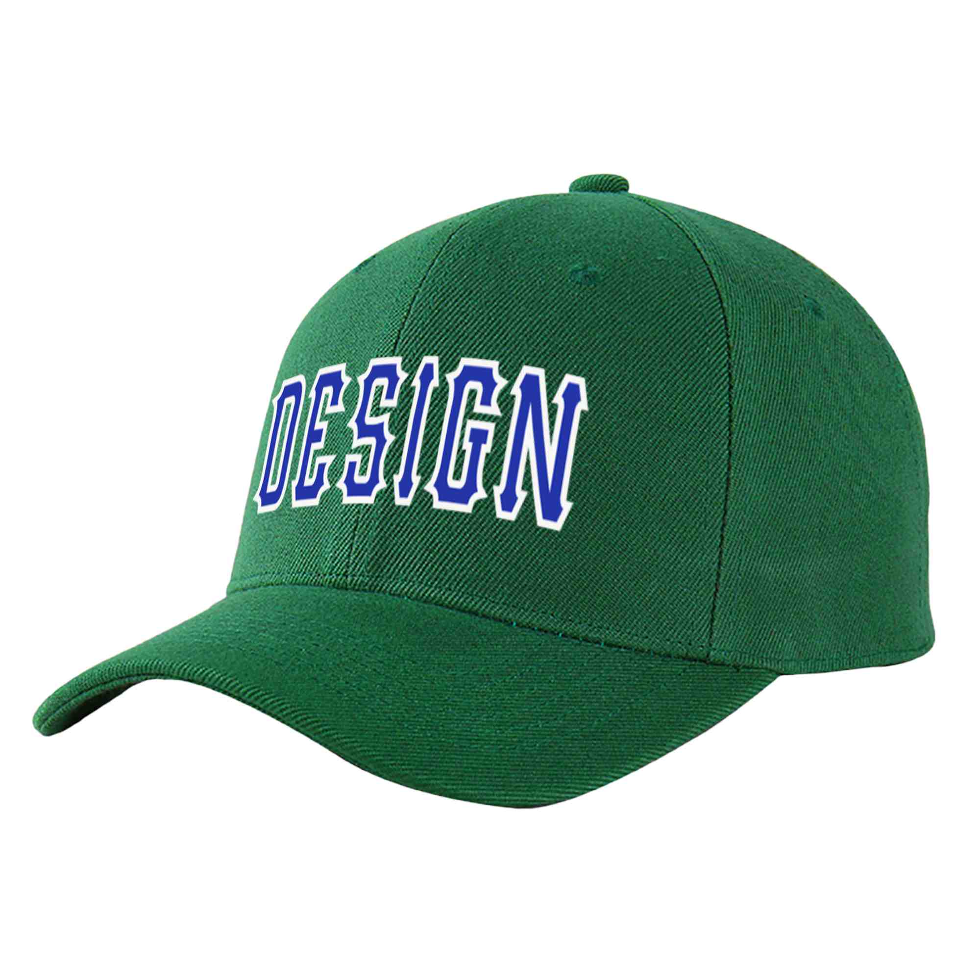 Custom Green Royal-White Curved Eaves Sport Design Baseball Cap