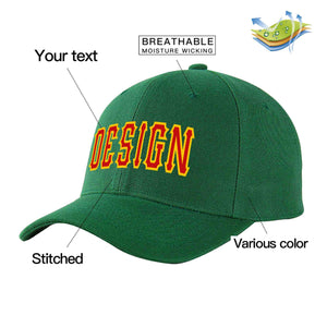 Custom Green Red-Yellow Curved Eaves Sport Design Baseball Cap