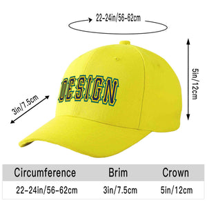 Custom Yellow Navy-Gold Curved Eaves Sport Design Baseball Cap