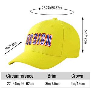 Custom Yellow Royal-White Curved Eaves Sport Design Baseball Cap