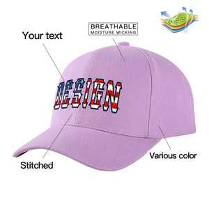 Custom Light Purple Vintage USA Flag-Gold Curved Eaves Sport Design Baseball Cap