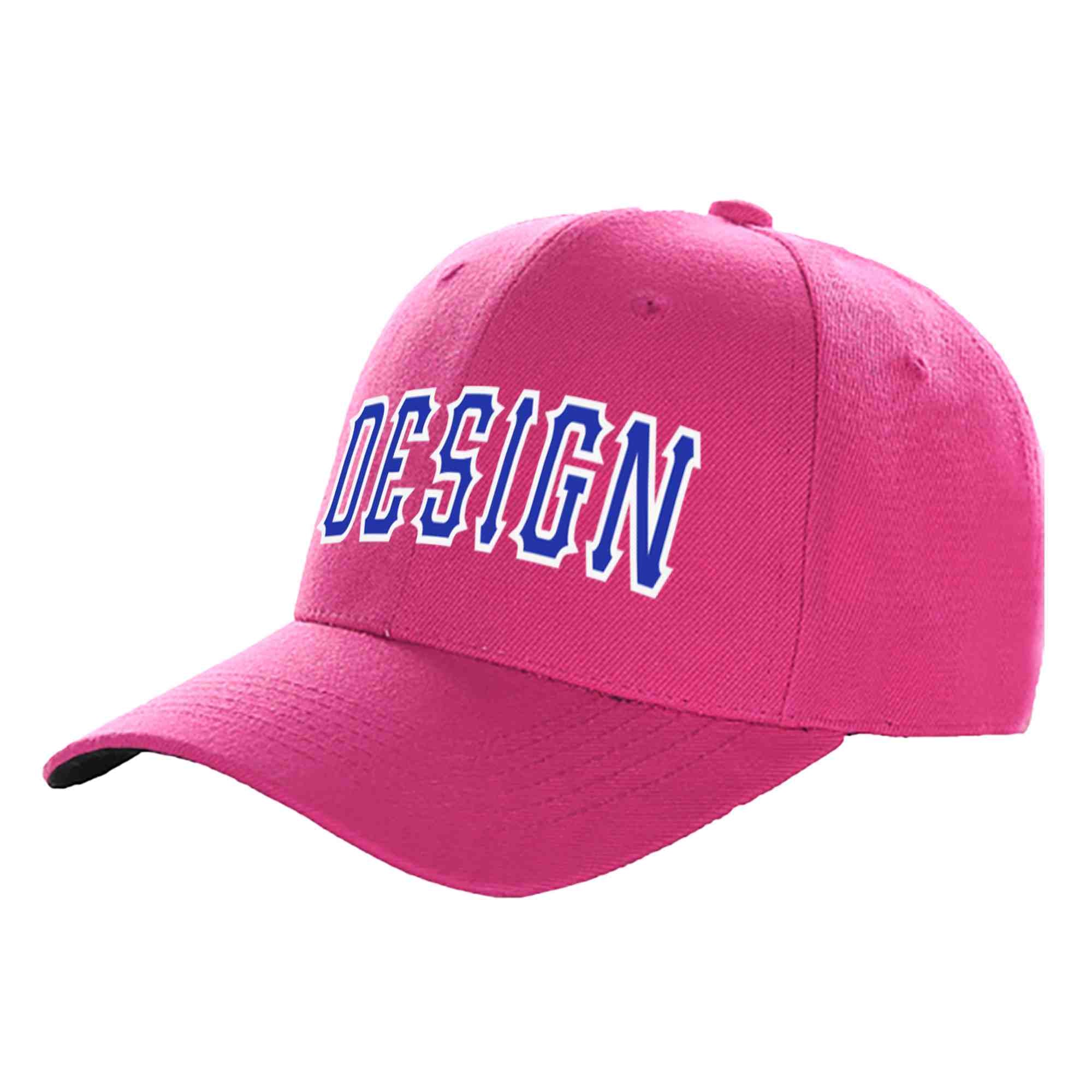 Custom Rose Red Royal-White Curved Eaves Sport Design Baseball Cap