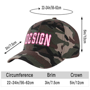 Custom Camo White-Pink Curved Eaves Sport Design Baseball Cap