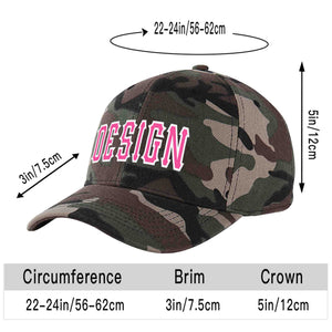 Custom Camo Pink-White Curved Eaves Sport Design Baseball Cap