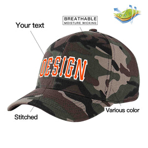 Casquette de baseball personnalisée camouflage orange-blanc avec avant-toit incurvé et design sportif