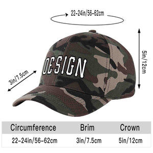 Custom Camo White-Black Curved Eaves Sport Design Baseball Cap