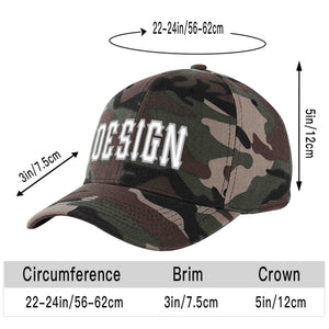 Custom Camo White-Gray Curved Eaves Sport Design Baseball Cap