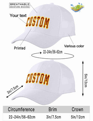 Conception personnalisée de casquette de baseball de sport incurvée blanc cramoisi-jaune pour hommes/femmes/jeunes