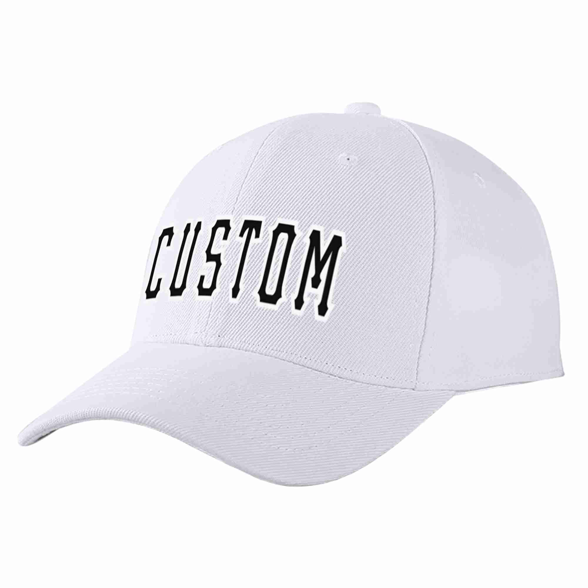 Custom White Black-White Curved Eaves Sport Baseball Cap Design for Men/Women/Youth