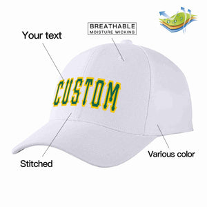 Casquette de baseball de sport incurvée blanche Kelly vert-jaune personnalisée pour hommes/femmes/jeunes