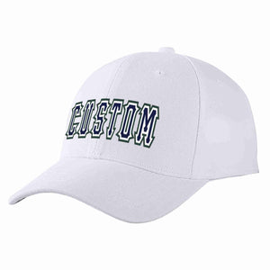 Conception personnalisée de casquette de baseball de sport incurvée blanc marine-blanc pour hommes/femmes/jeunes