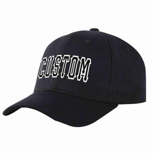 Conception personnalisée de casquette de baseball de sport incurvée noir noir-blanc pour hommes/femmes/jeunes