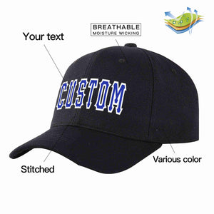 Custom Black Royal-White Curved Eaves Sport Baseball Cap Design for Men/Women/Youth