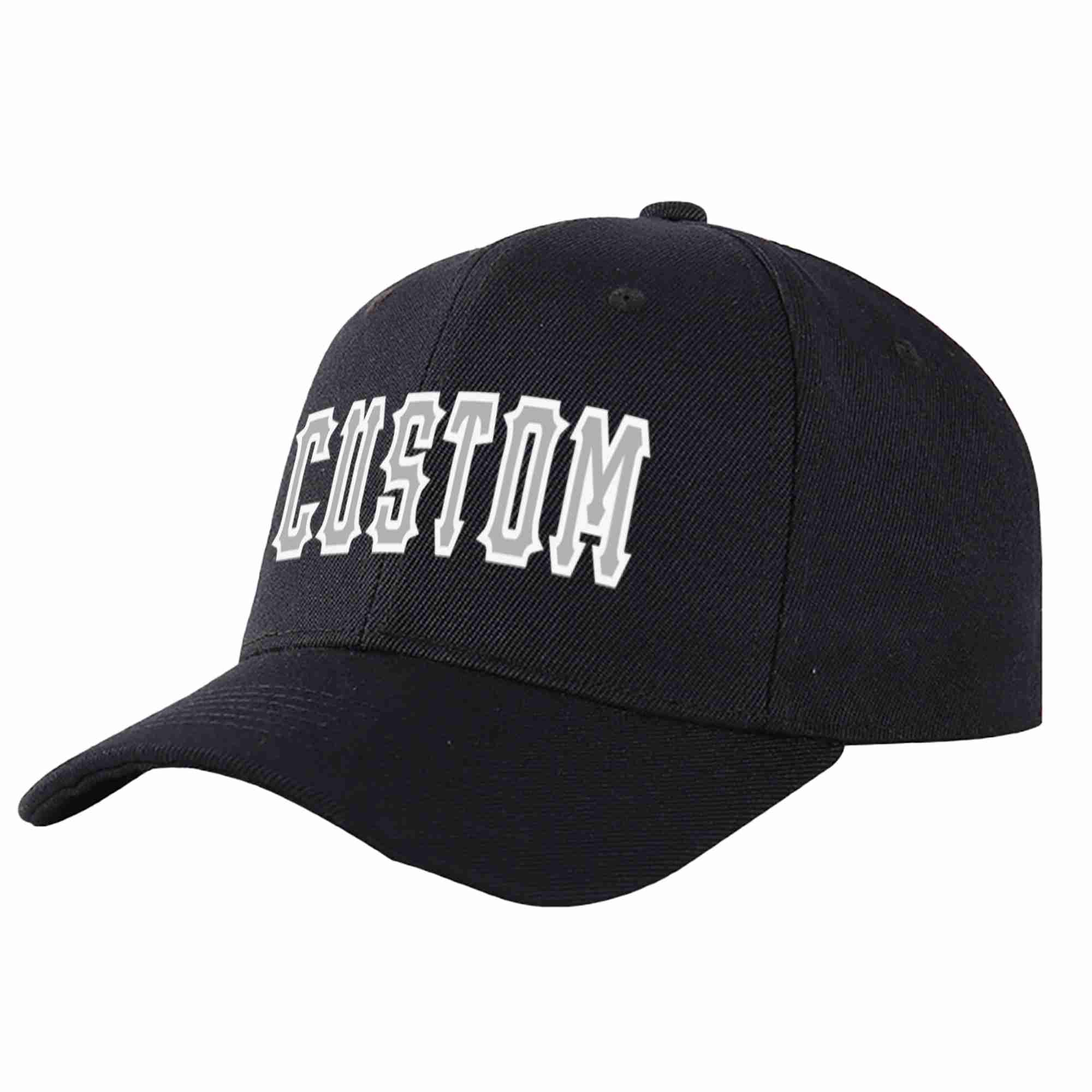 Custom Black Gray-White Curved Eaves Sport Baseball Cap Design for Men/Women/Youth