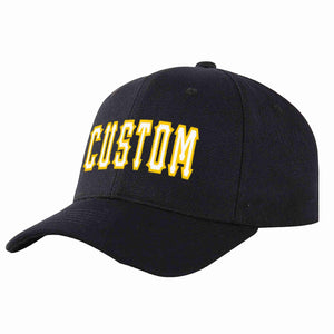 Custom Black White-Gold Curved Eaves Sport Baseball Cap Design for Men/Women/Youth