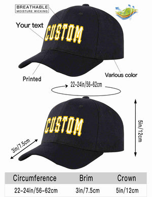 Custom Black White-Gold Curved Eaves Sport Baseball Cap Design for Men/Women/Youth