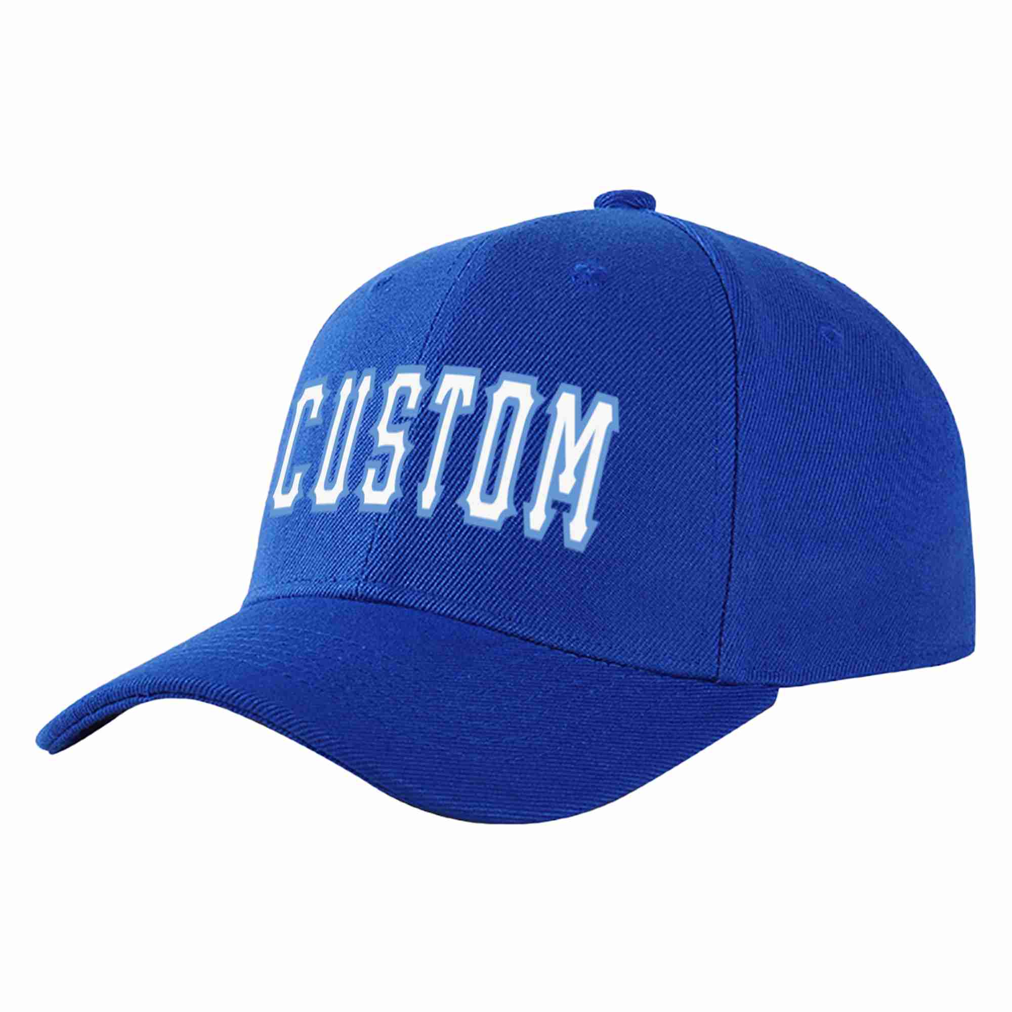 Custom Royal White-Light Blue Curved Eaves Sport Baseball Cap Design for Men/Women/Youth