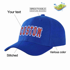 Custom Royal Orange-Royal Curved Eaves Sport Baseball Cap Design for Men/Women/Youth