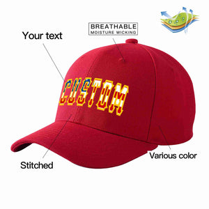 Custom Red Vintage USA Flag-Gold Curved Eaves Sport Baseball Cap Design for Men/Women/Youth