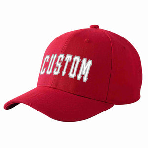 Conception personnalisée de casquette de baseball de sport incurvée rouge blanc-gris pour hommes/femmes/jeunes