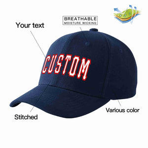 Custom Navy White-Red Curved Eaves Sport Baseball Cap Design for Men/Women/Youth