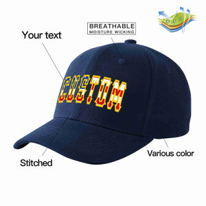 Custom Navy Vintage USA Flag-Gold Curved Eaves Sport Baseball Cap Design for Men/Women/Youth