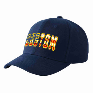 Custom Navy Vintage USA Flag-Gold Curved Eaves Sport Baseball Cap Design for Men/Women/Youth