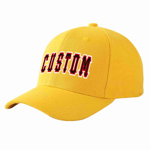 Custom Gold Black-Red Curved Eaves Sport Baseball Cap Design for Men/Women/Youth