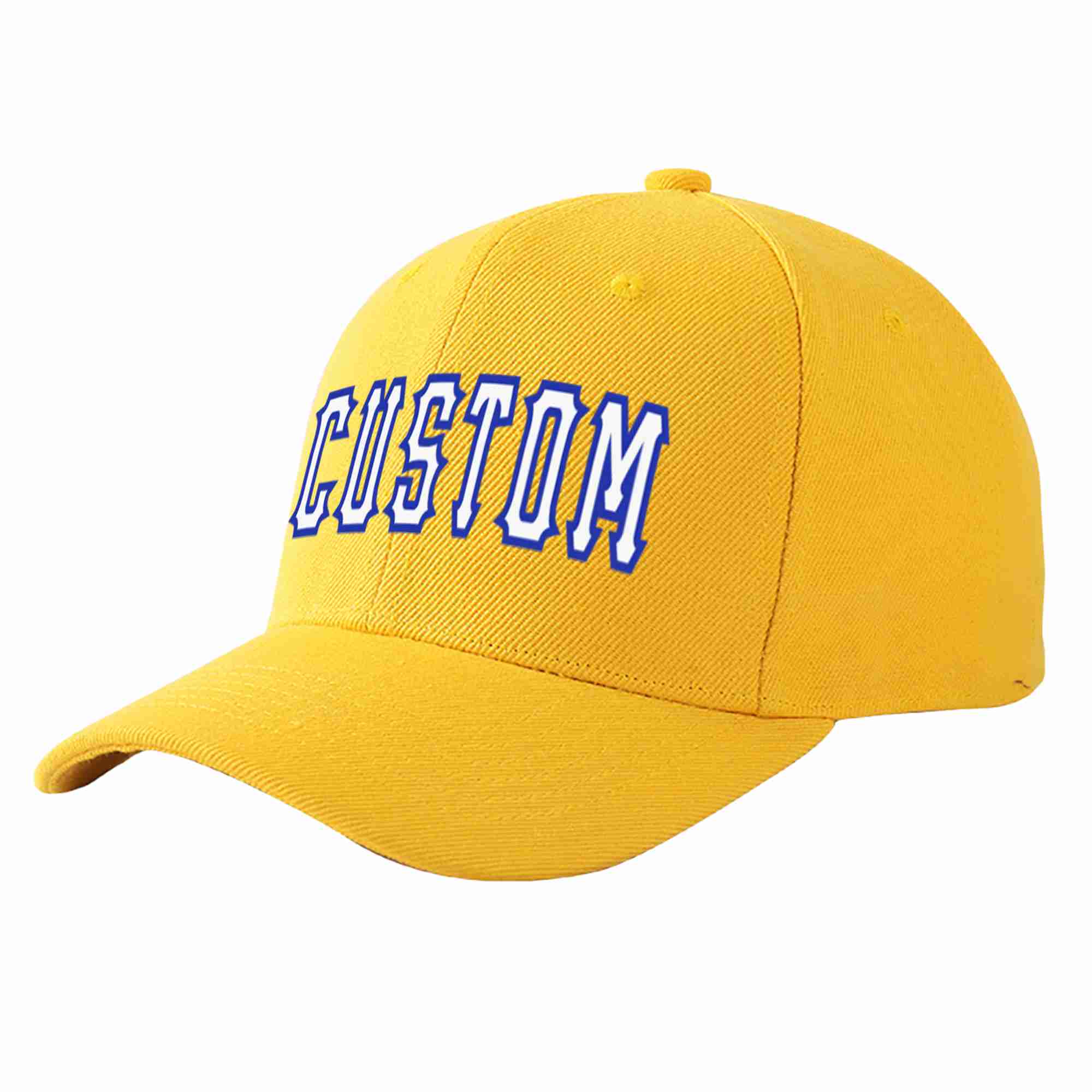 Custom Gold White-Royal Curved Eaves Sport Baseball Cap Design for Men/Women/Youth