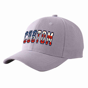 Custom Gray Vintage USA Flag-Gold Curved Eaves Sport Baseball Cap Design for Men/Women/Youth