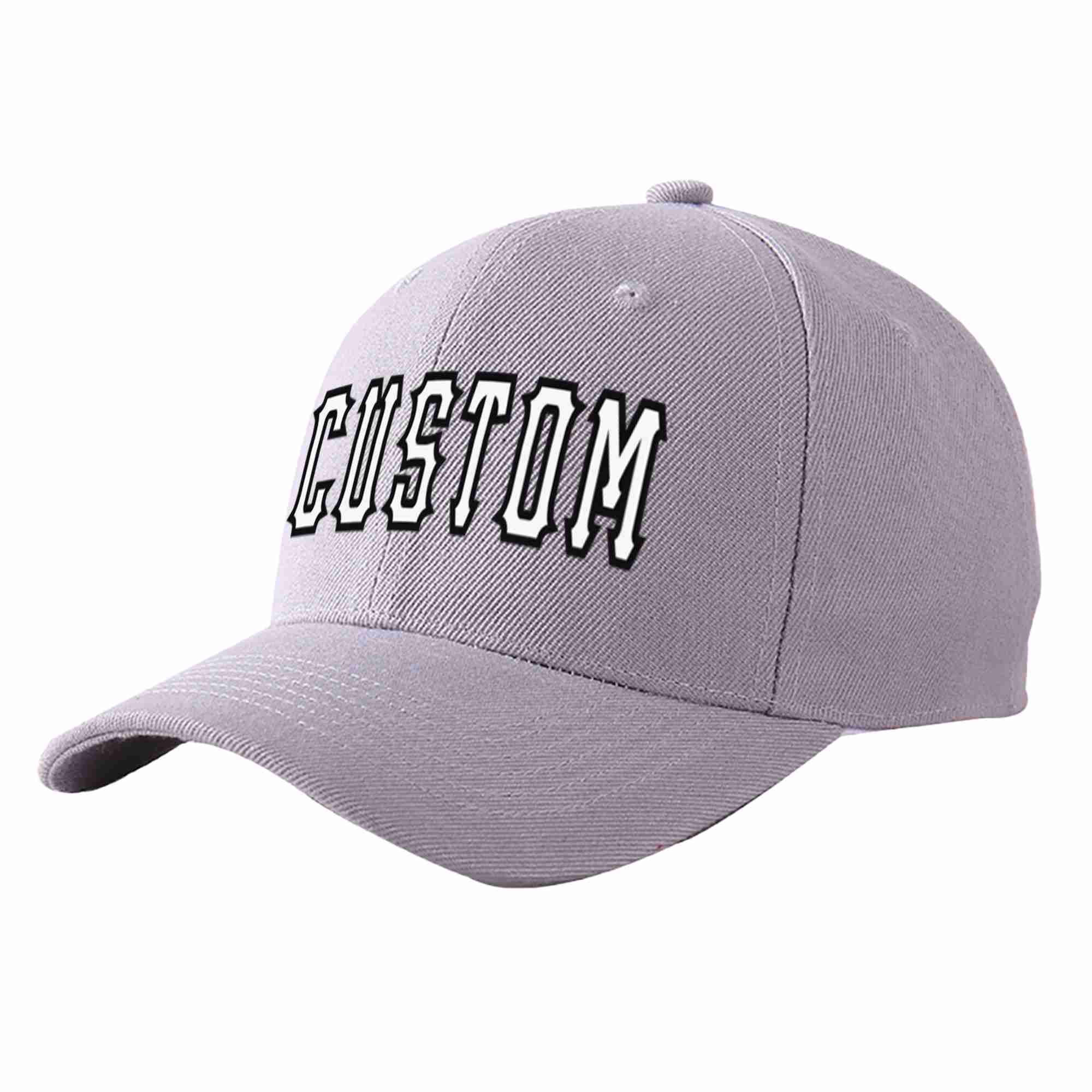 Conception de casquette de baseball de sport incurvée personnalisée gris blanc-noir pour hommes/femmes/jeunes