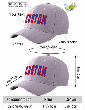 Custom Gray Royal-Red Curved Eaves Sport Baseball Cap Design for Men/Women/Youth