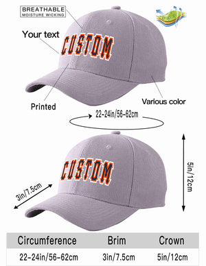 Custom Gray Navy-Orange Curved Eaves Sport Baseball Cap Design for Men/Women/Youth