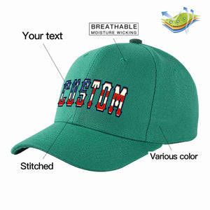 Custom Light Green Vintage USA Flag-Gold Curved Eaves Sport Baseball Cap Design for Men/Women/Youth