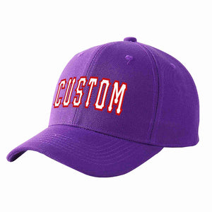 Custom Purple White-Red Curved Eaves Sport Baseball Cap Design for Men/Women/Youth