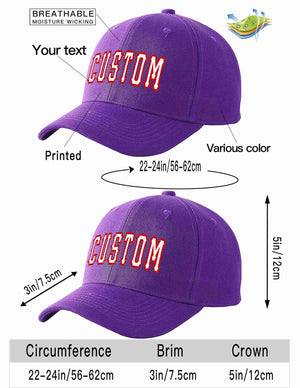 Custom Purple White-Red Curved Eaves Sport Baseball Cap Design for Men/Women/Youth