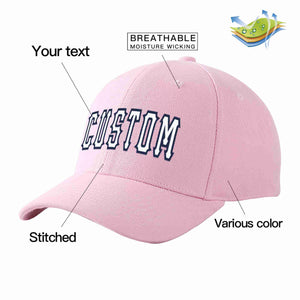 Custom Pink White-Navy Curved Eaves Sport Baseball Cap Design for Men/Women/Youth