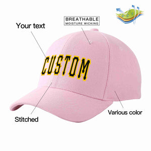 Custom Pink Black-Gold Curved Eaves Sport Baseball Cap Design for Men/Women/Youth