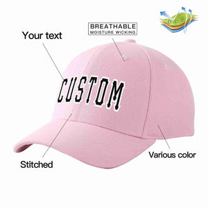 Conception personnalisée de casquette de baseball de sport incurvée rose noir-blanc pour hommes/femmes/jeunes