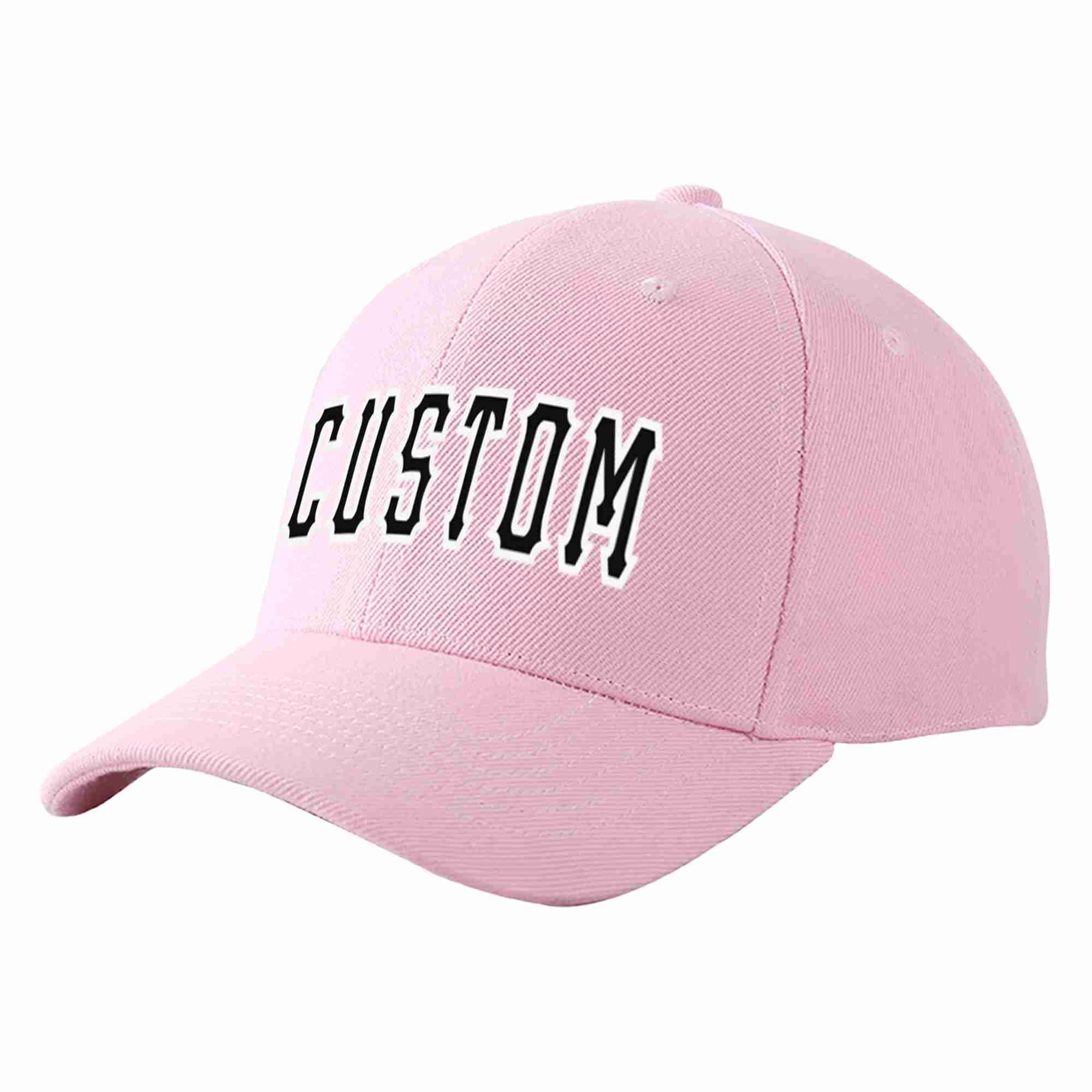 Custom Pink Black-White Curved Eaves Sport Baseball Cap Design for Men/Women/Youth