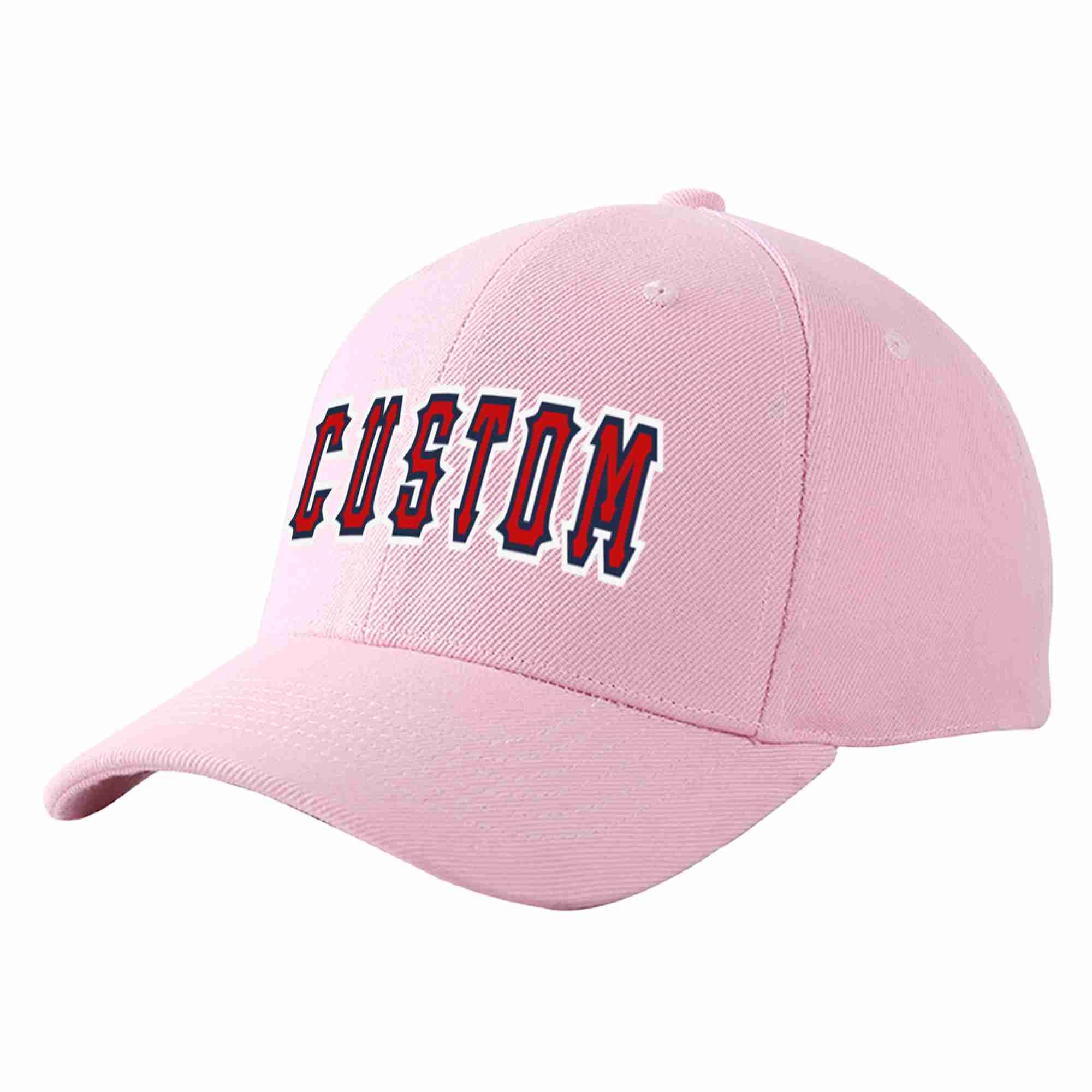 Conception personnalisée de casquette de baseball de sport incurvée rose rouge-marine pour hommes/femmes/jeunes