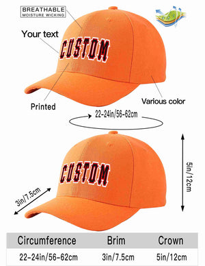 Custom Orange Black-Red Curved Eaves Sport Baseball Cap Design for Men/Women/Youth