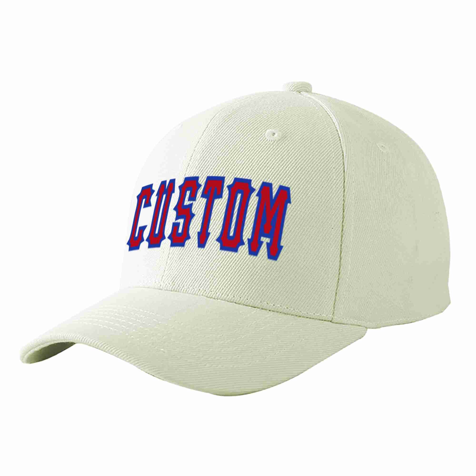 Casquette de baseball de sport incurvée rouge-royal crème personnalisée pour hommes/femmes/jeunes