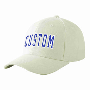 Custom Cream Royal-White Curved Eaves Sport Baseball Cap Design for Men/Women/Youth