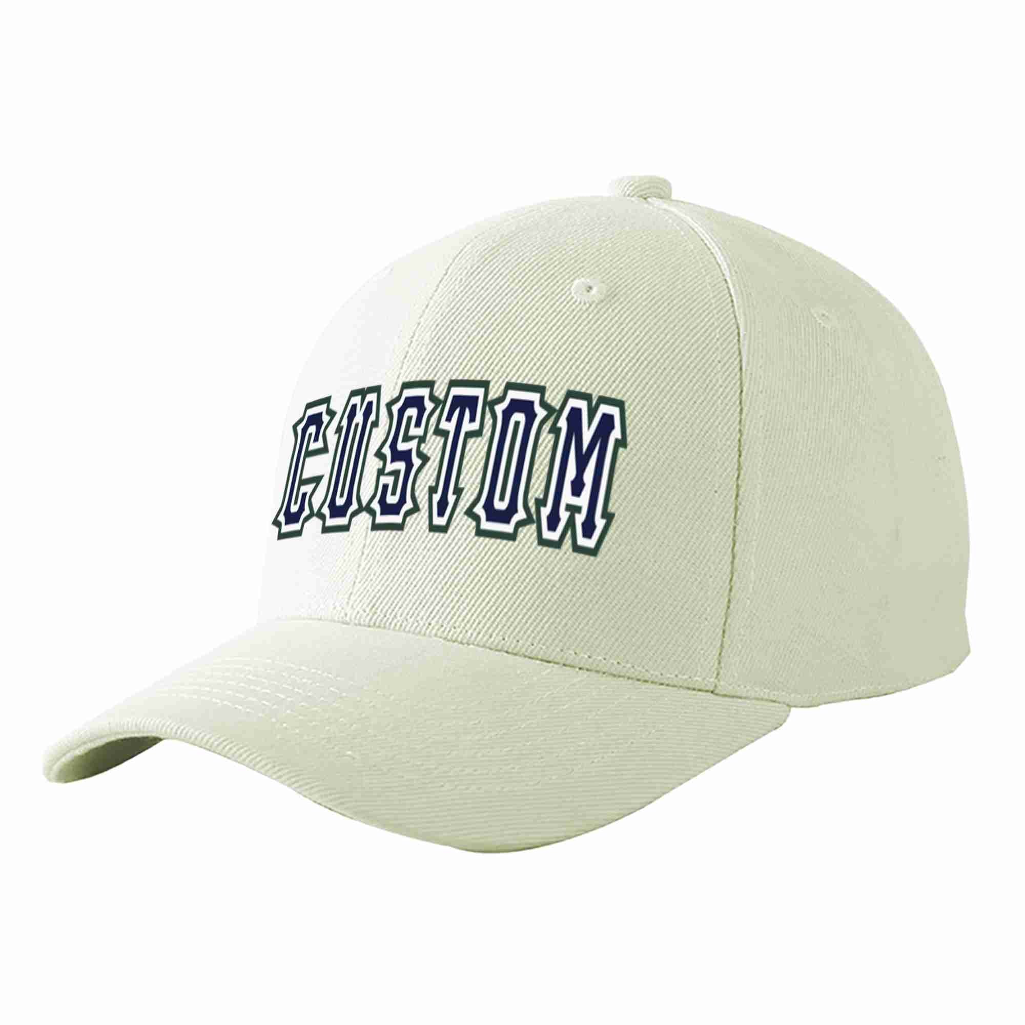 Custom Cream Navy-White Curved Eaves Sport Baseball Cap Design for Men/Women/Youth