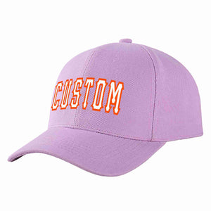 Conception personnalisée de casquette de baseball de sport incurvée violet clair blanc-orange pour hommes/femmes/jeunes