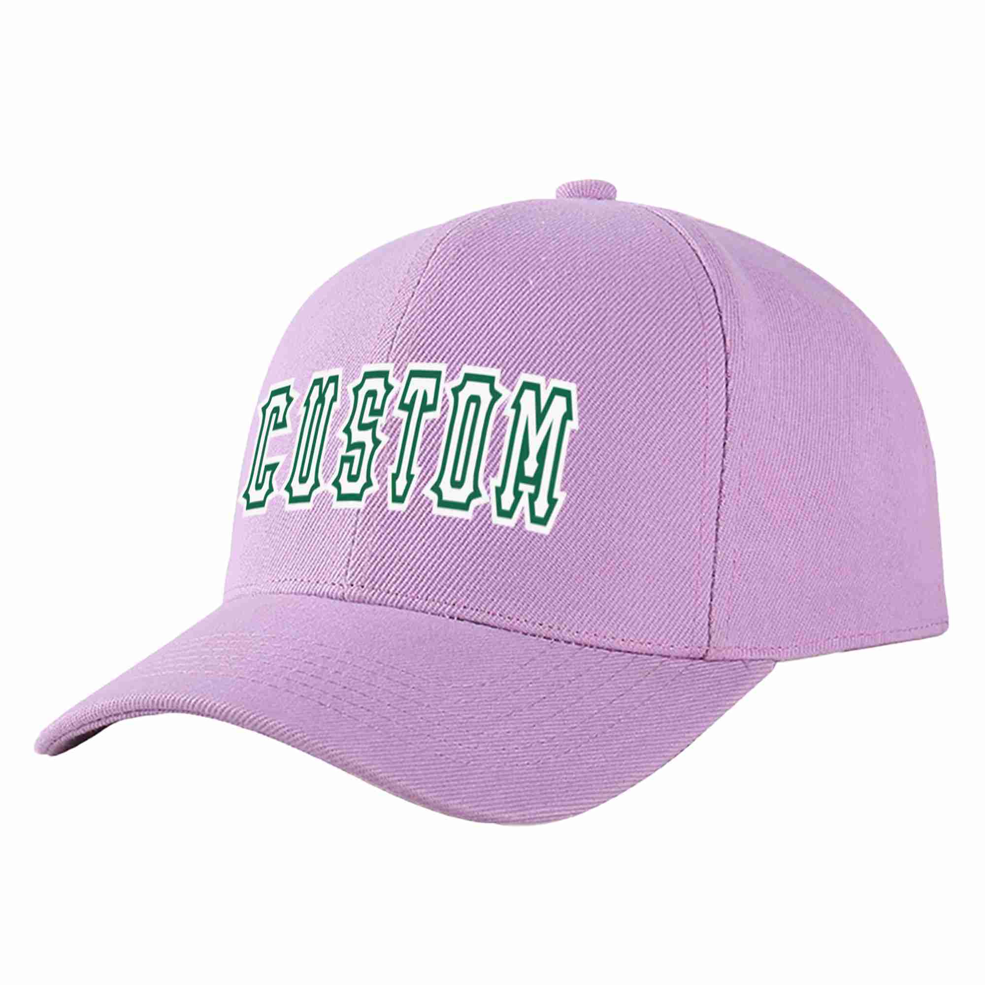 Casquette de baseball de sport incurvée personnalisée, violet clair, blanc-vert Kelly, pour hommes/femmes/jeunes