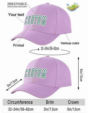 Custom Light Purple White-Kelly Green Curved Eaves Sport Baseball Cap Design for Men/Women/Youth