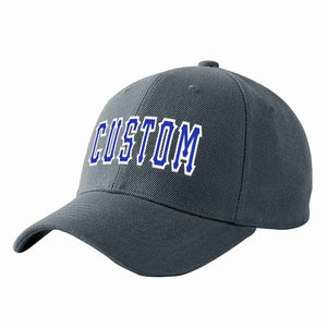 Conception personnalisée de casquette de baseball de sport incurvée gris foncé royal-blanc pour hommes/femmes/jeunes