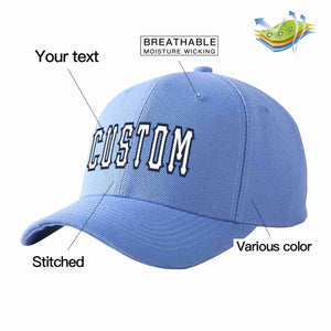 Custom Sky Blue White-Navy Curved Eaves Sport Baseball Cap Design for Men/Women/Youth